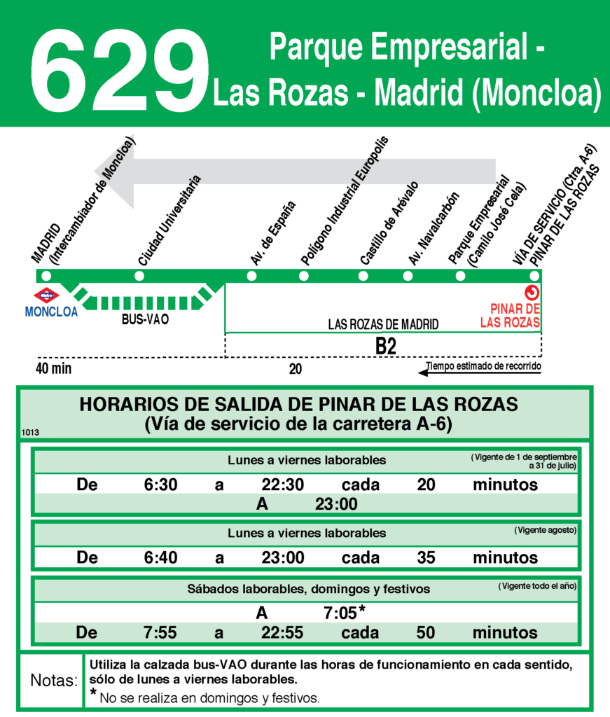 VUELTA: P. Empresarial- Las Rozas - Madrid (Moncloa)